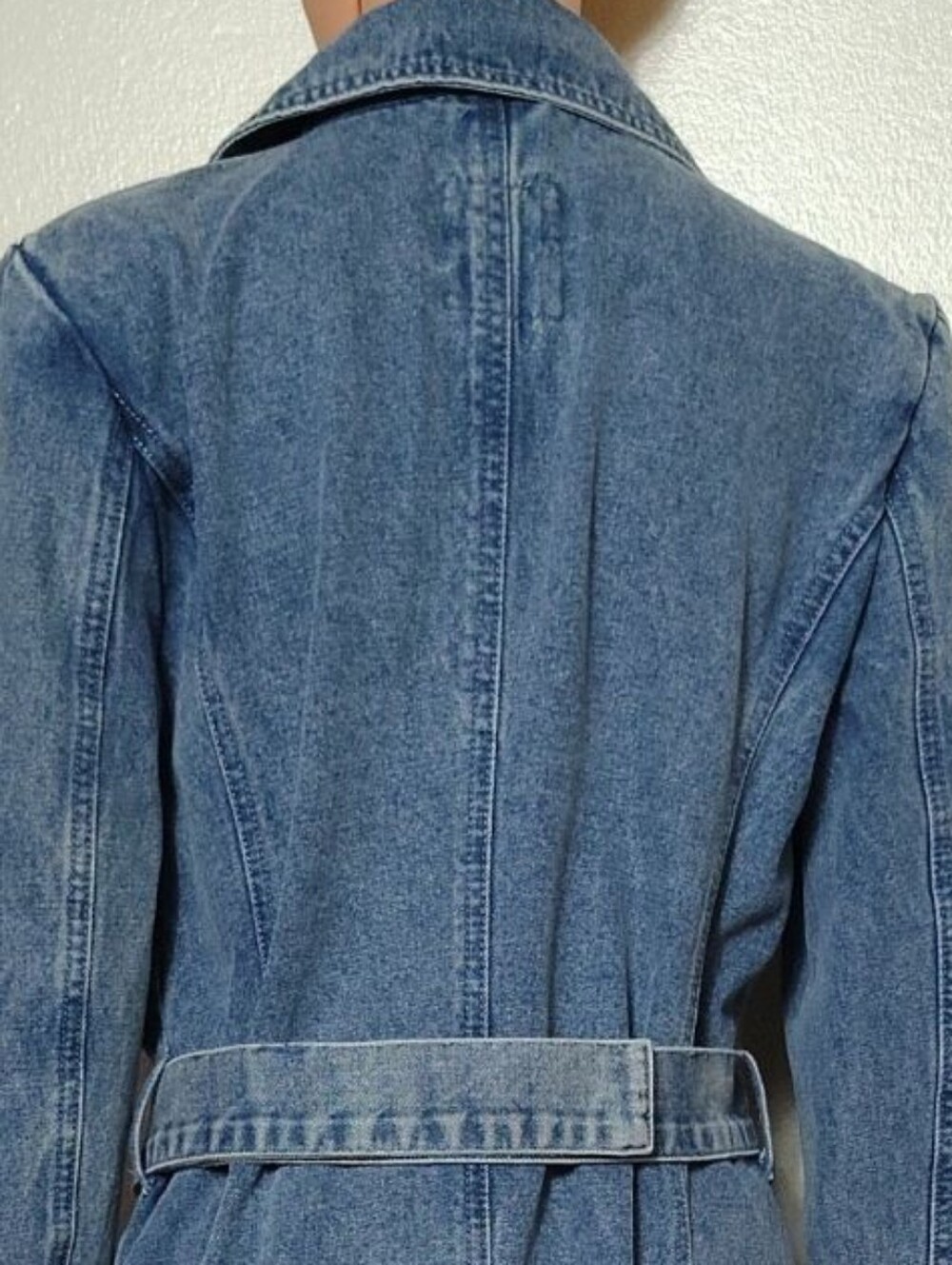 Anthropologie Avec Les Filles Denim Trench Coat Belted Double Breasted. Size M - Picture 11 of 16